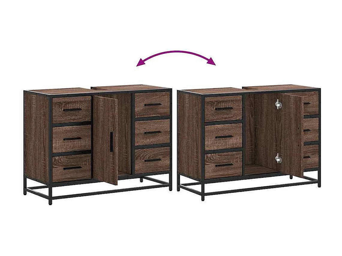 Mueble de lavabo de baño de madera de ingeniería de roble marrón