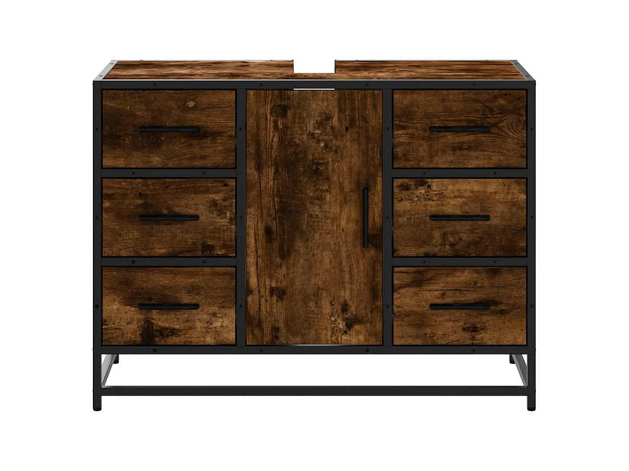 Badkamer wastafelkast van gerookt eikenhout