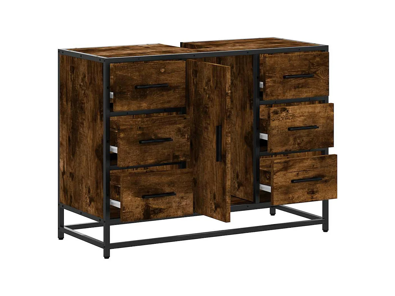 Badkamer wastafelkast van gerookt eikenhout