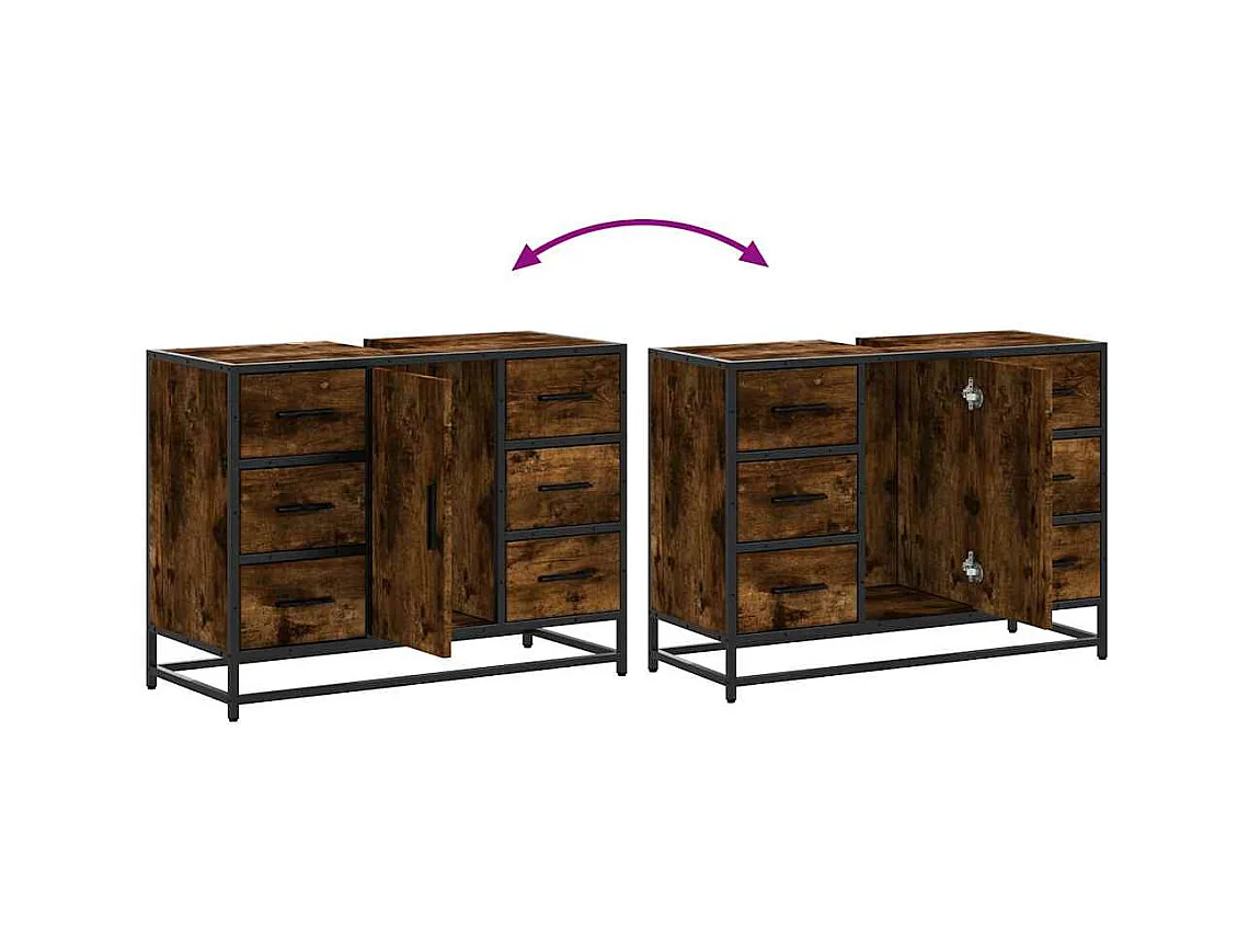 Badkamer wastafelkast van gerookt eikenhout