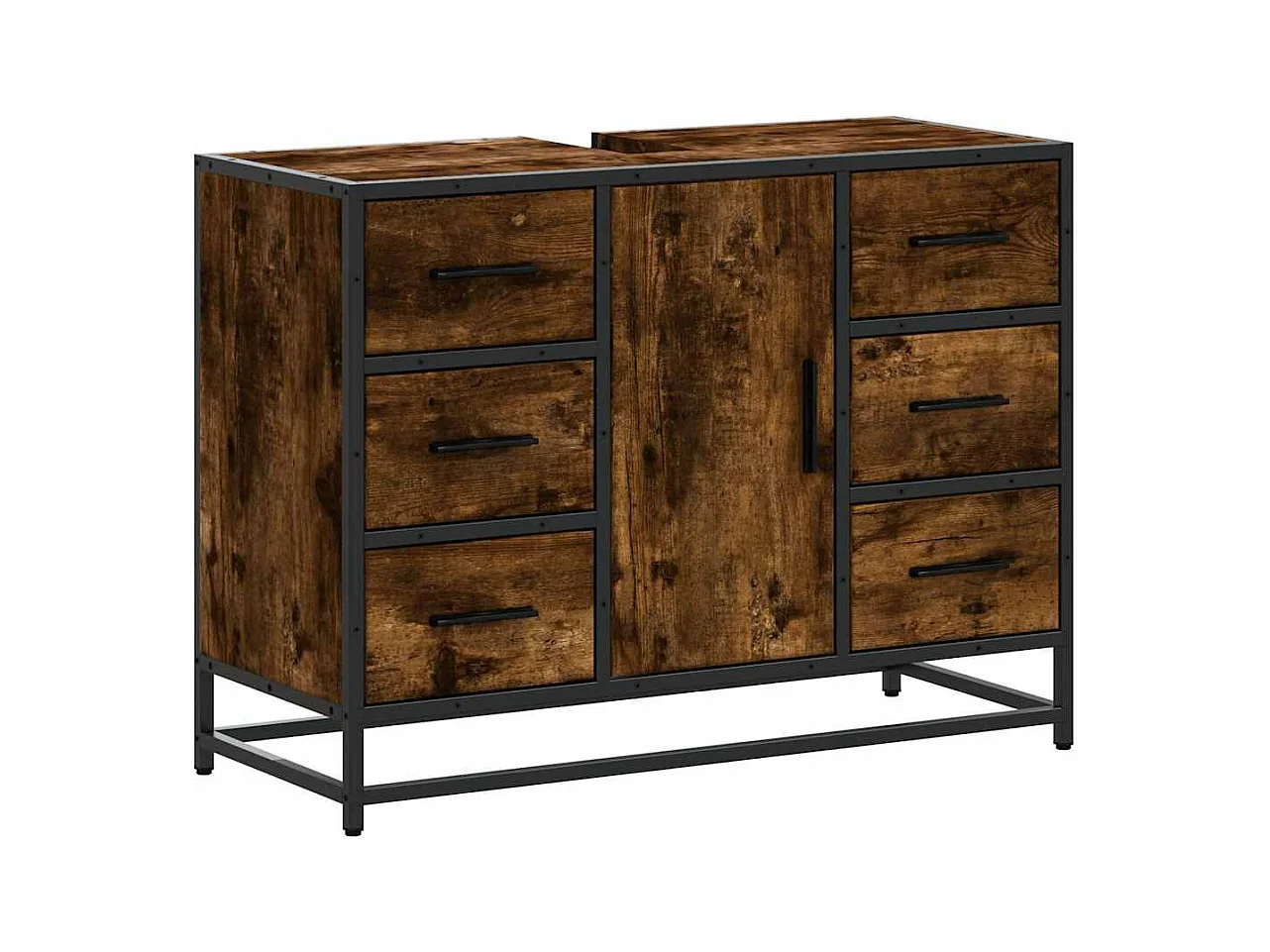 Armoire lavabo de salle de bain chêne fumé bois d'ingénierie