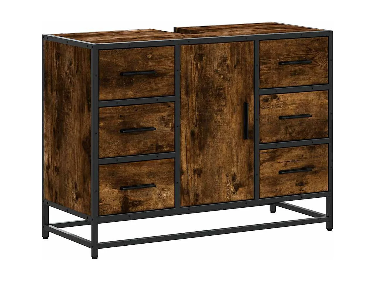 Armoire lavabo de salle de bain chêne fumé bois d'ingénierie