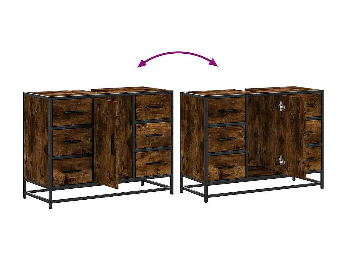 Armoire lavabo de salle de bain chêne fumé bois d'ingénierie