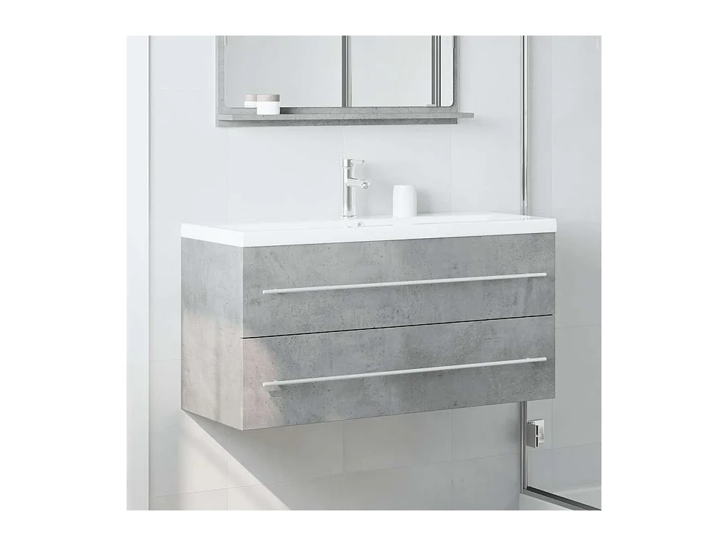Mobile lavabo grigio cemento 100x38,5x48 cm in truciolare