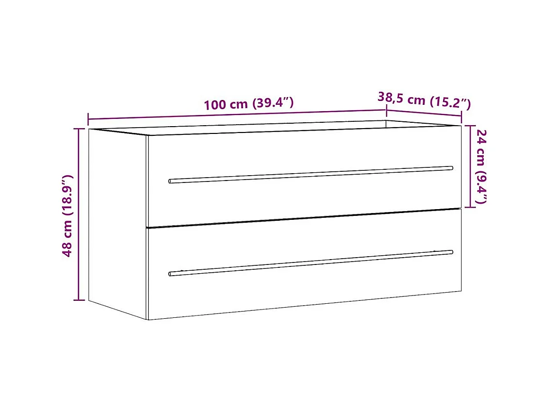 Mobile lavabo grigio cemento 100x38,5x48 cm in truciolare