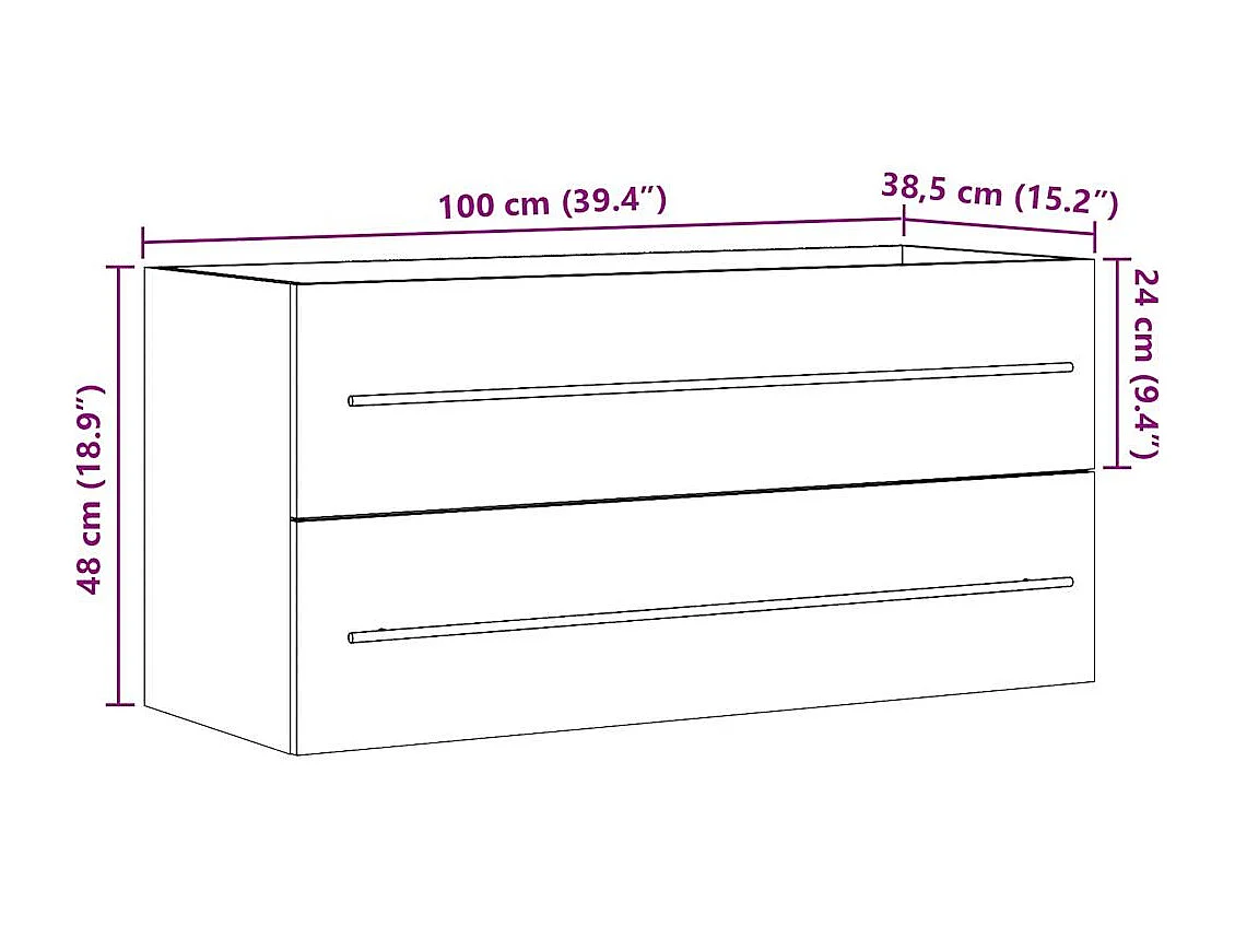 Armoire d'évier Gris béton 100x38,5x48 cm Aggloméré