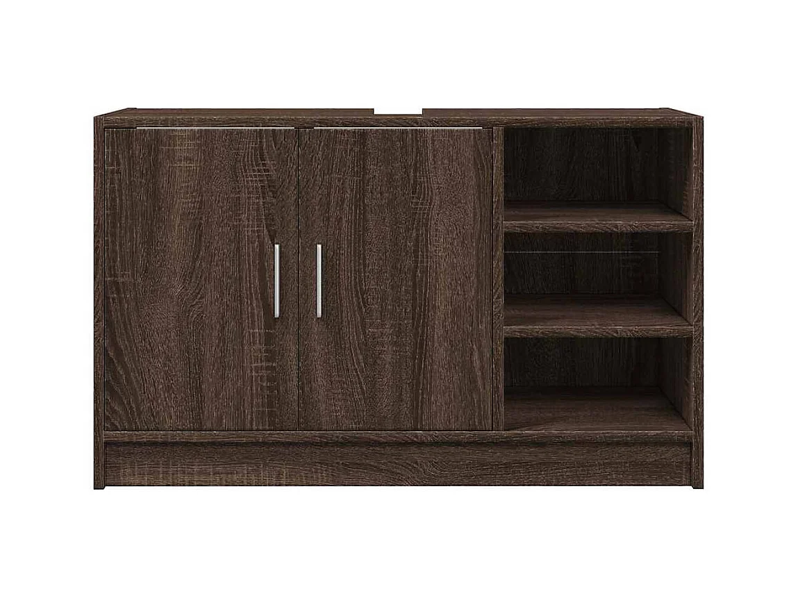 Mobile lavabo in rovere marrone 90x29x55 cm in legno ingegnerizzato