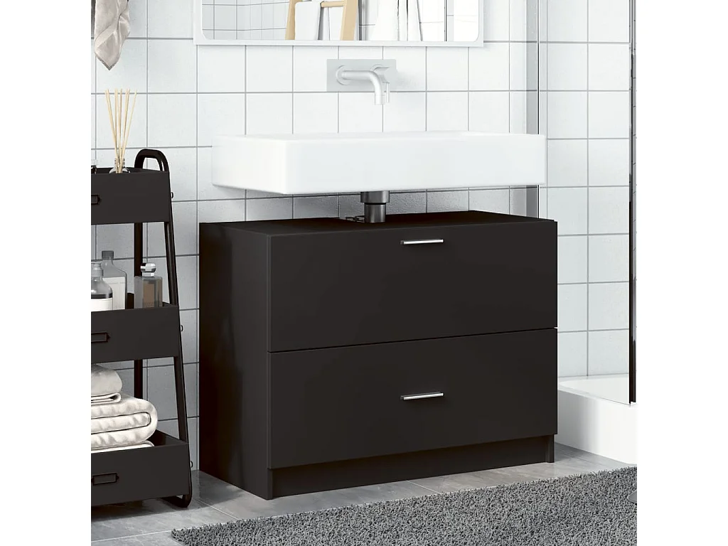 Mobile lavabo nero 78x37x59 cm in legno ingegnerizzato