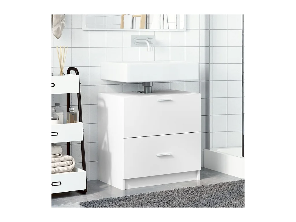 Witte wastafelkast 59x37x59 cm bewerkt hout