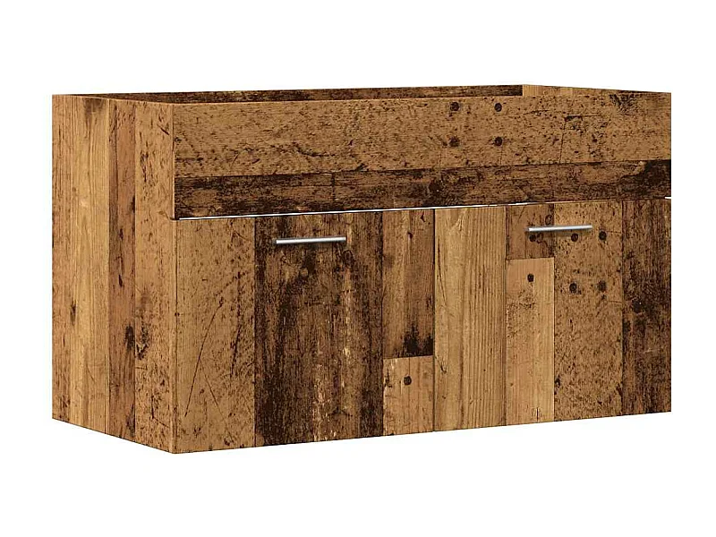 Badkamer wastafelkast oud hout bewerkt hout