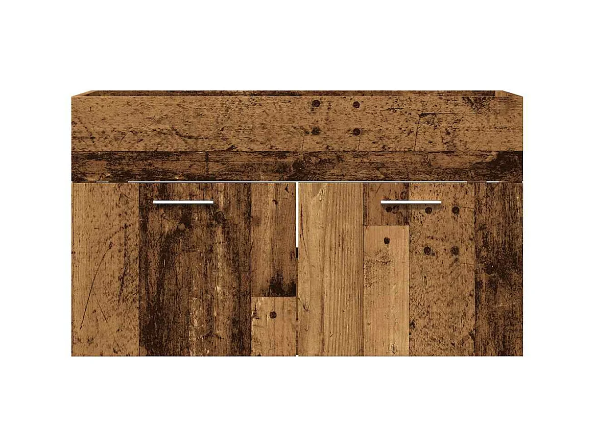 Badkamer wastafelkast oud hout bewerkt hout