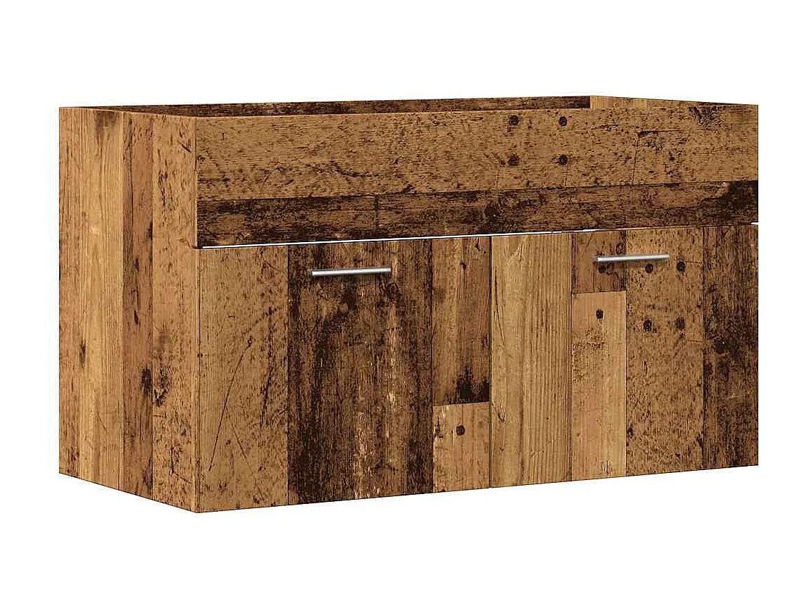 Badkamer wastafelkast oud hout bewerkt hout