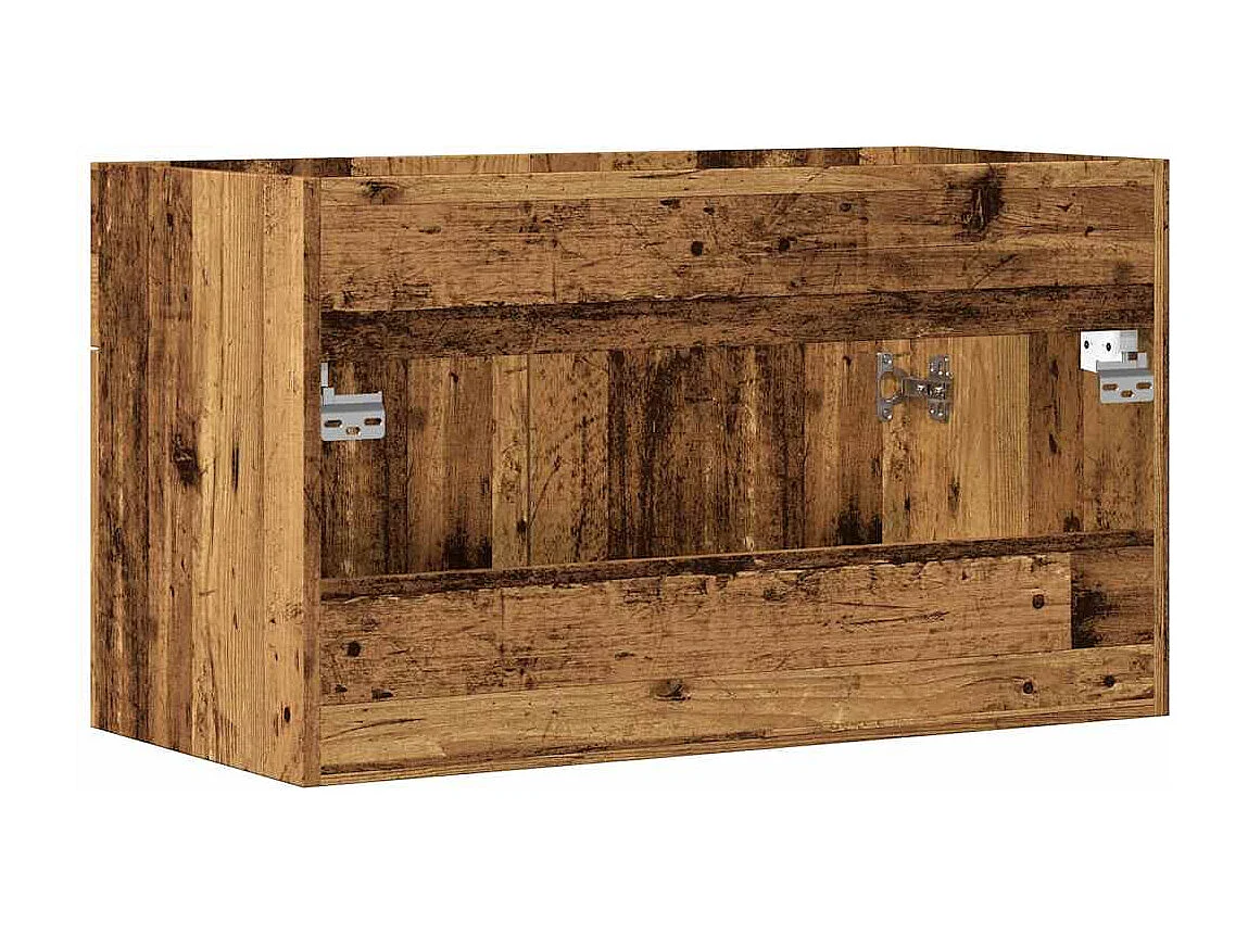 Badkamer wastafelkast oud hout bewerkt hout