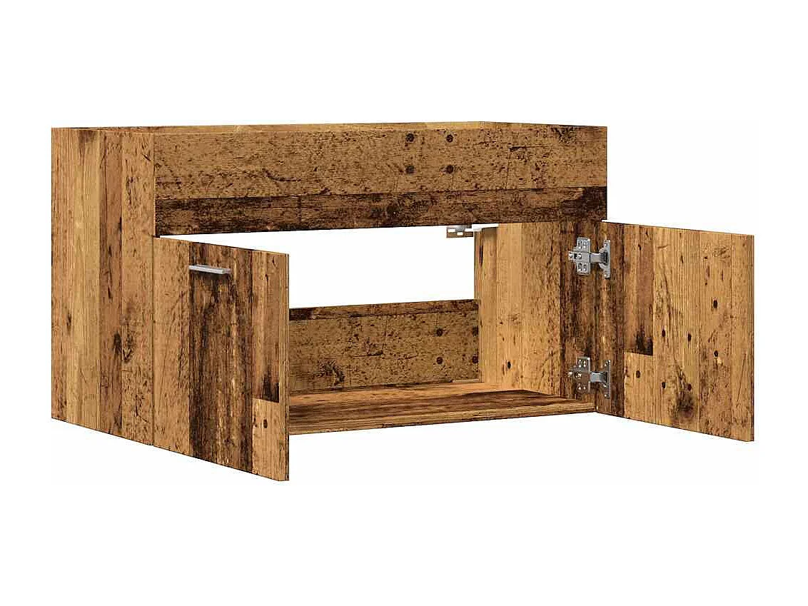 Badkamer wastafelkast oud hout bewerkt hout