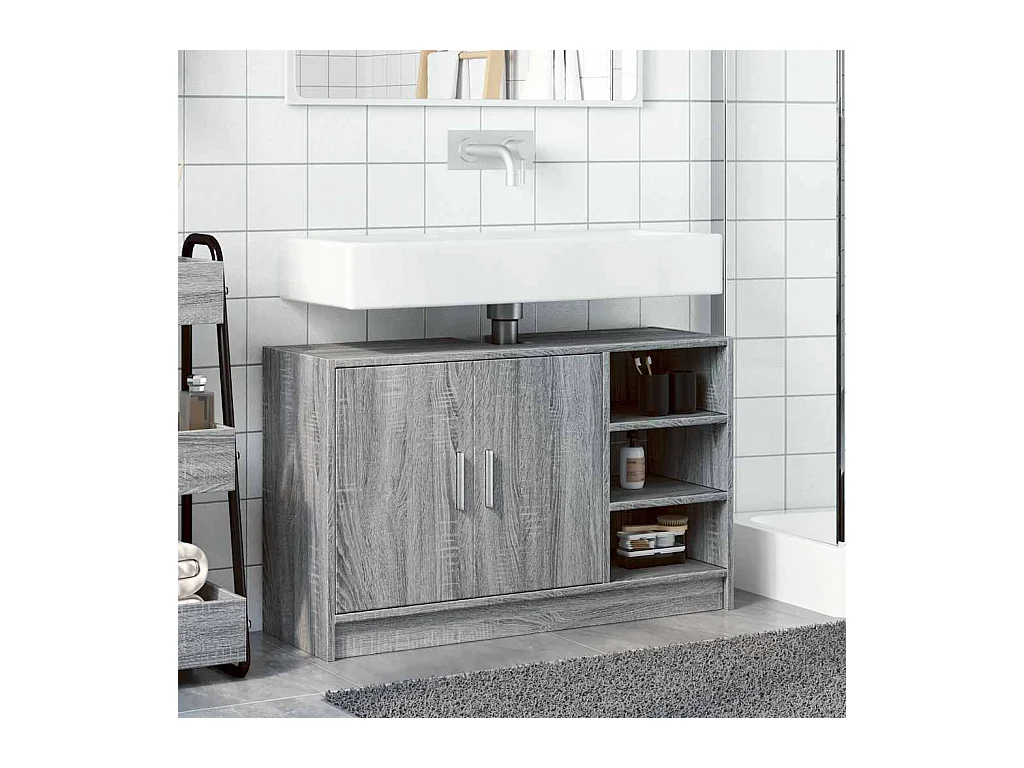 Sonoma grijze wastafelkast 90x29x55 cm bewerkt hout