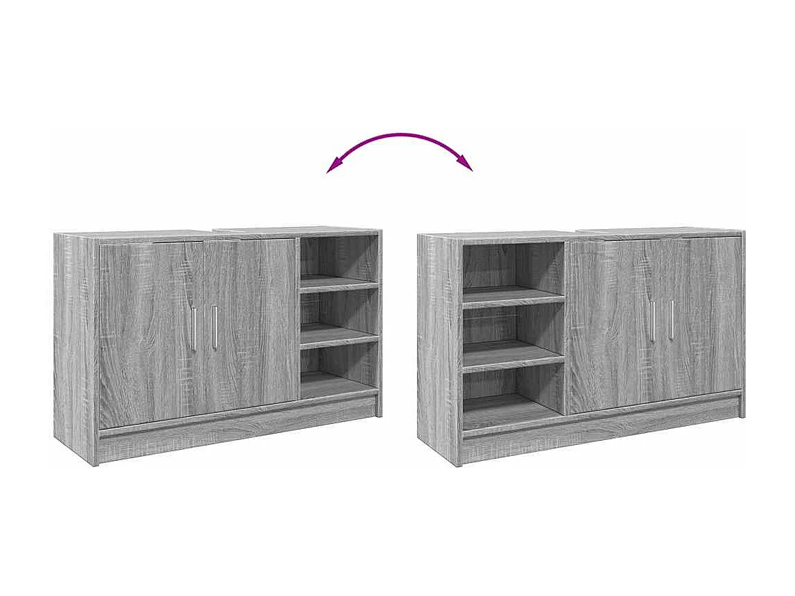 Sonoma grijze wastafelkast 90x29x55 cm bewerkt hout