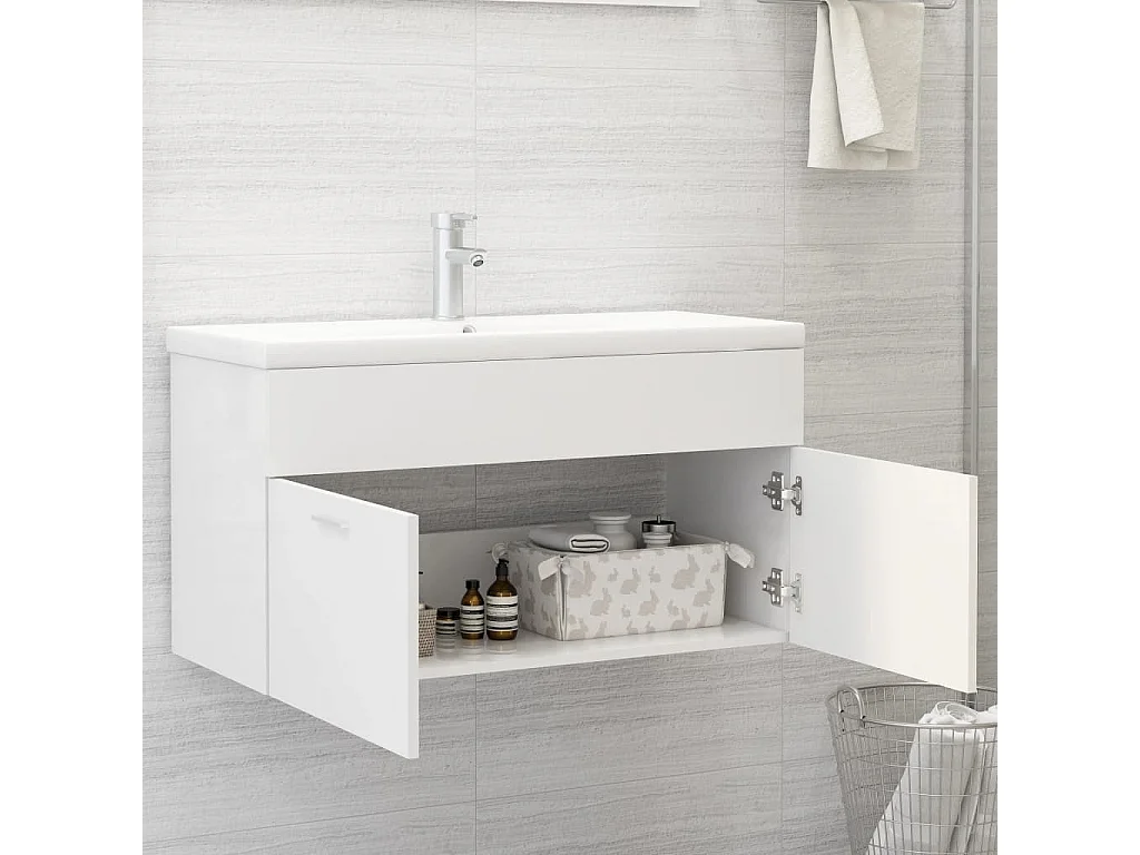 Mueble para lavabo blanco de 90 x 38,5 x 46 cm de madera de ingeniería