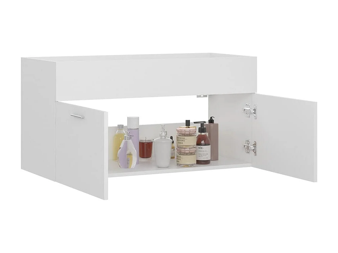 Mobile lavabo bianco 90x38,5x46 cm in legno ingegnerizzato
