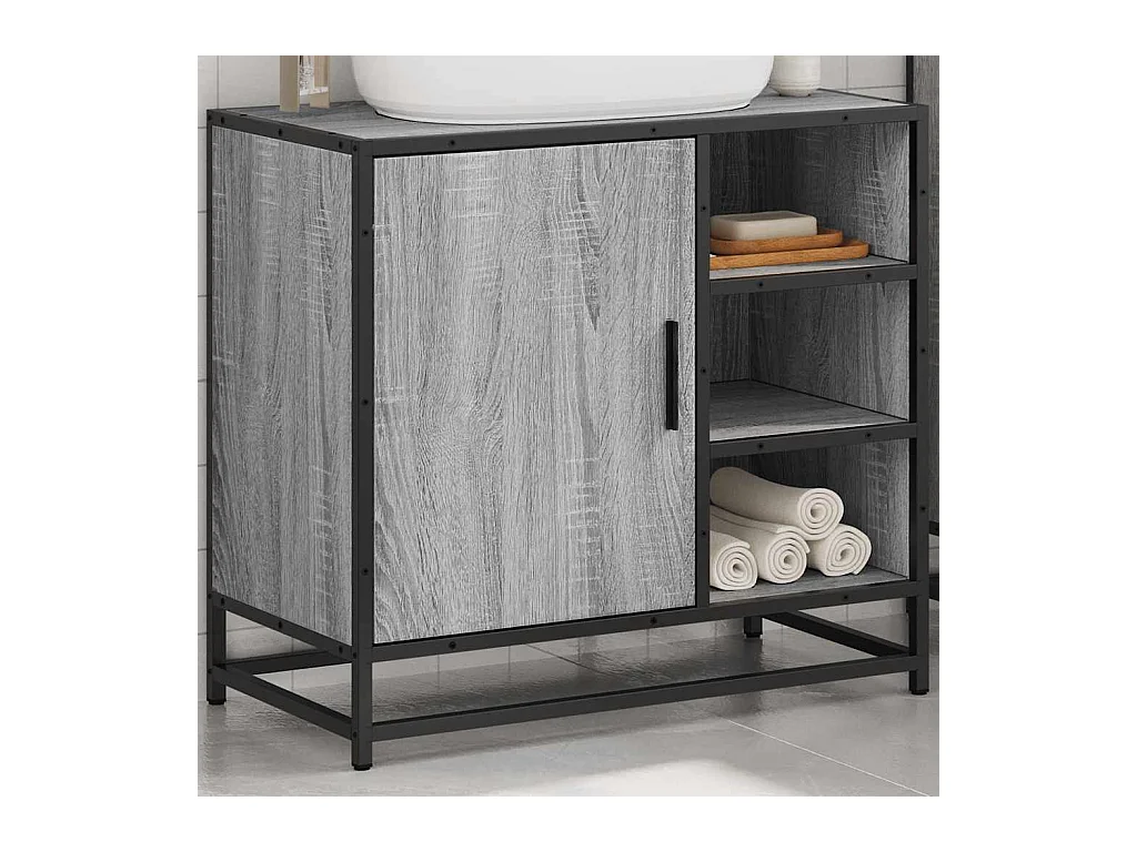 Armoire de lavabo de salle de bain sonoma gris 65x33x60 cm