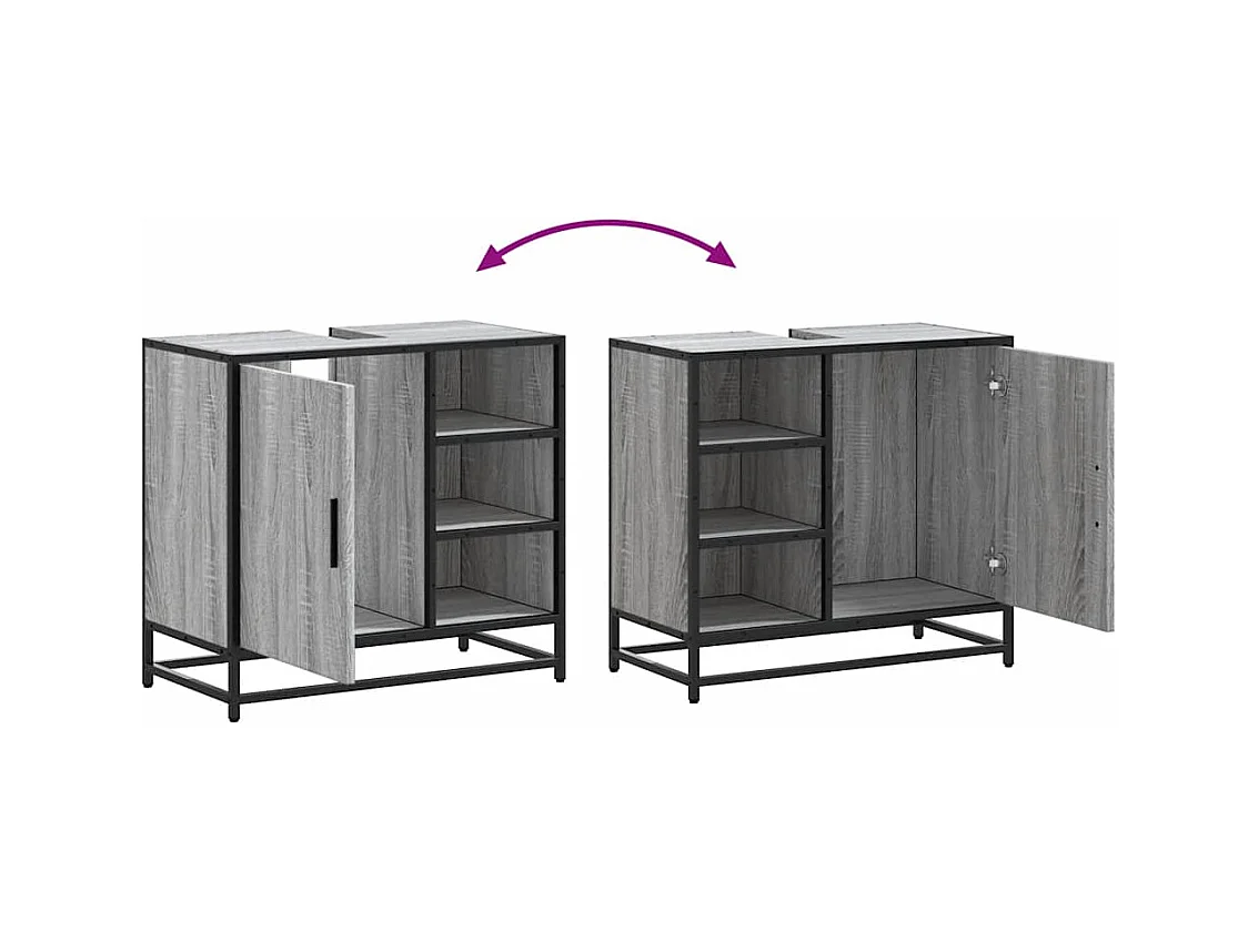 Armoire de lavabo de salle de bain sonoma gris 65x33x60 cm