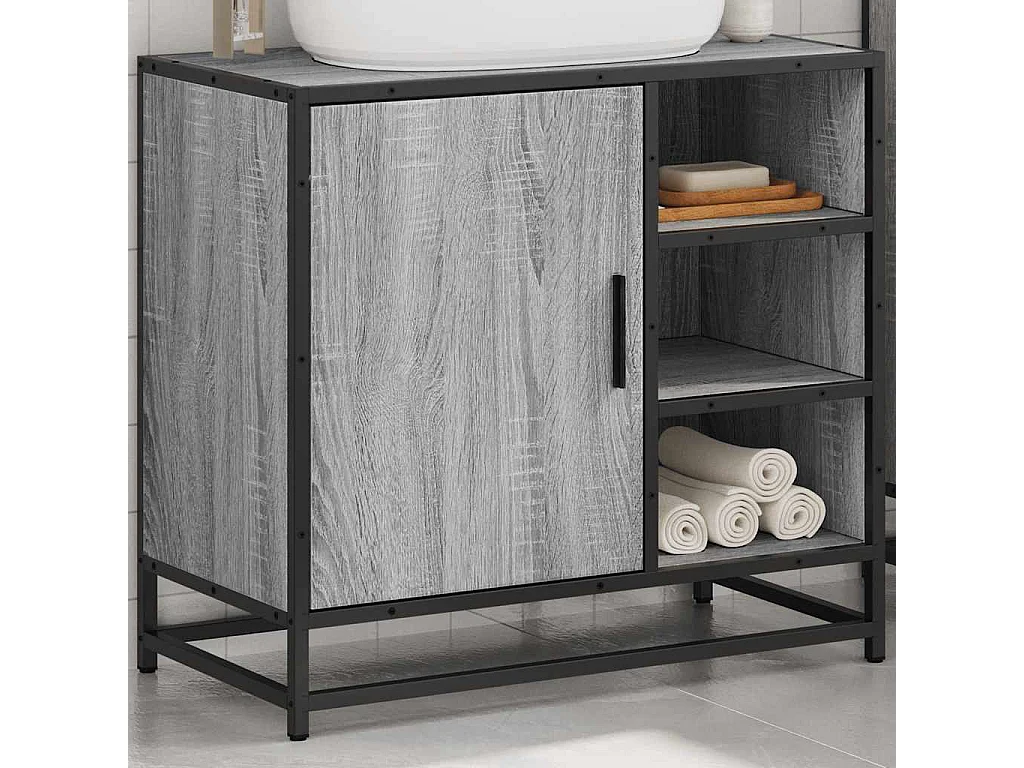 Armoire de lavabo de salle de bain sonoma gris 65x33x60 cm
