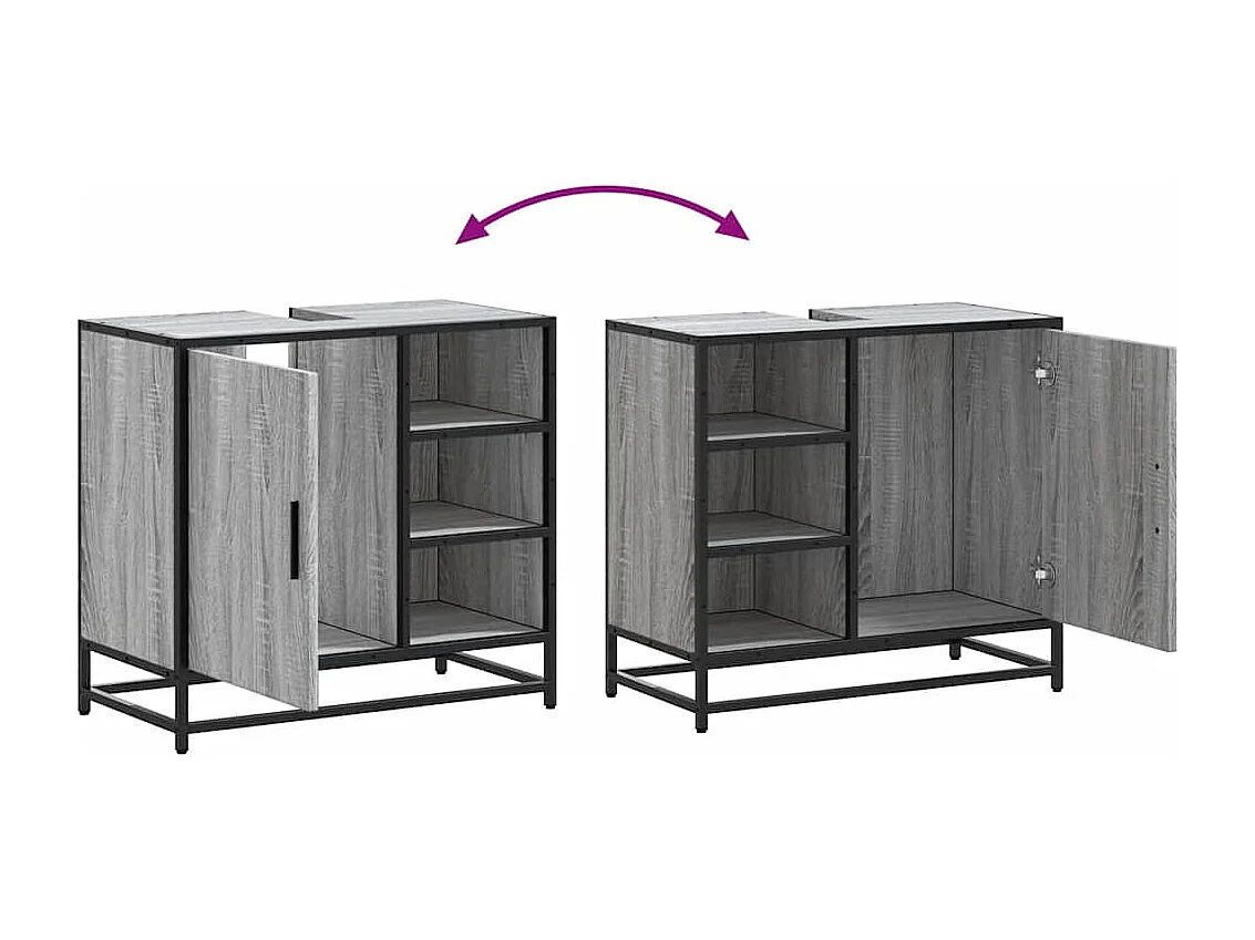 Armoire de lavabo de salle de bain sonoma gris 65x33x60 cm