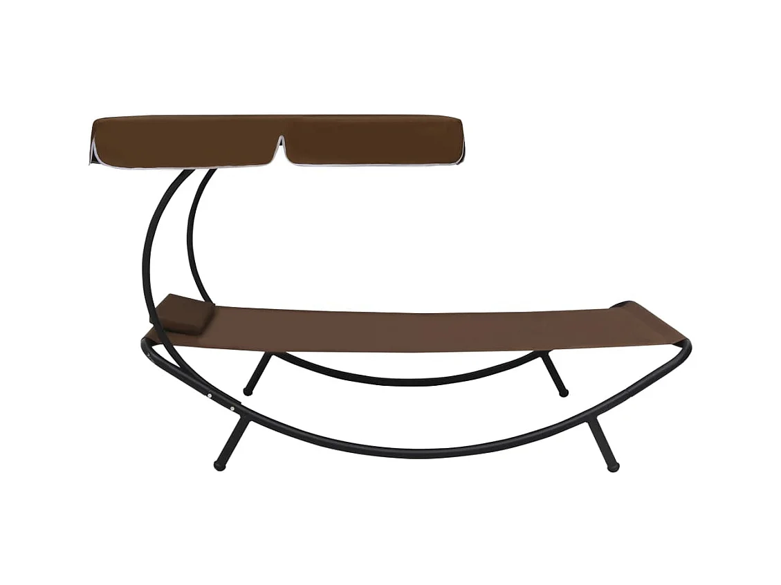 Lit de repos d'extérieur avec auvent et oreiller Marron