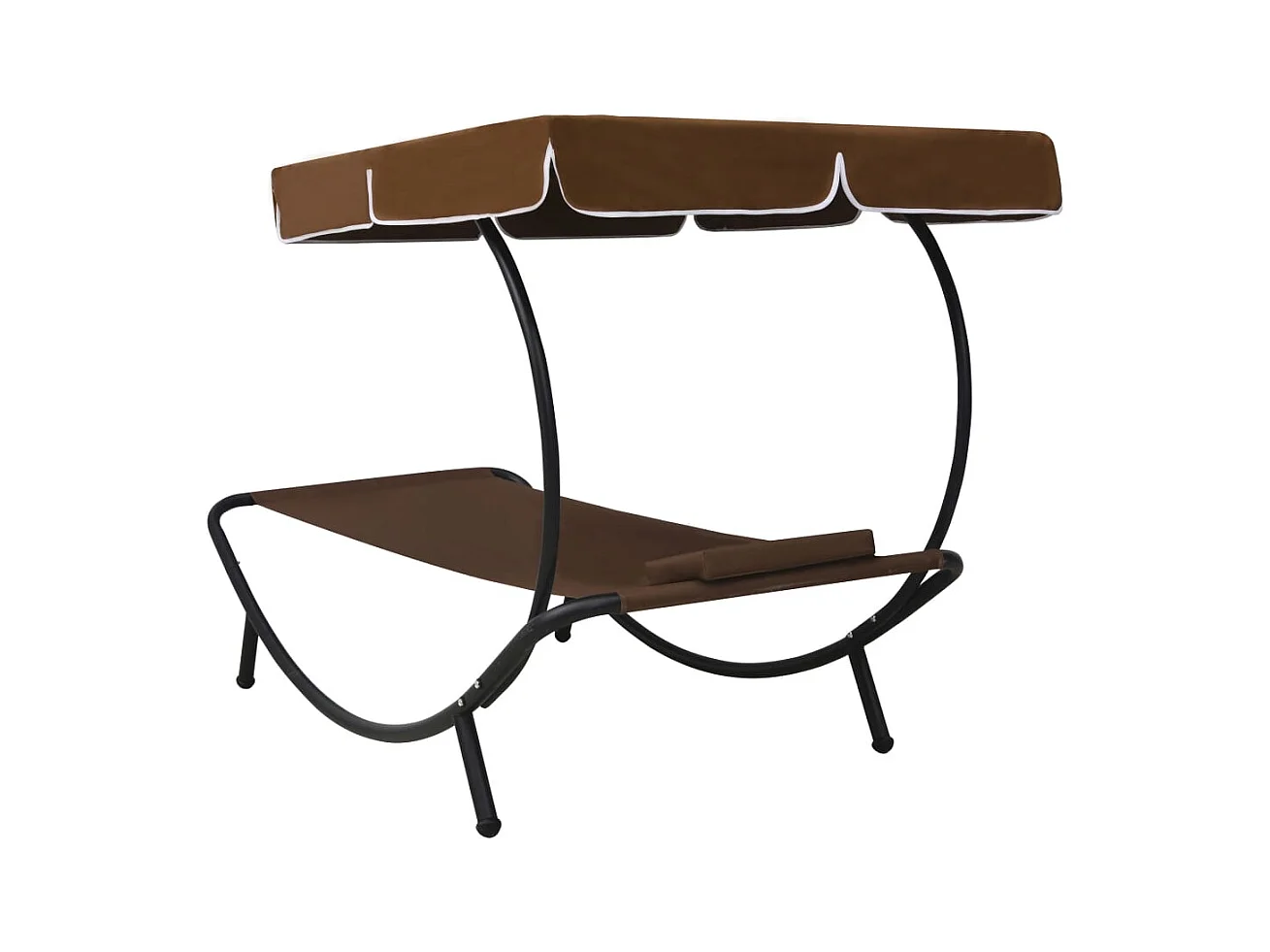 Lit de repos d'extérieur avec auvent et oreiller Marron