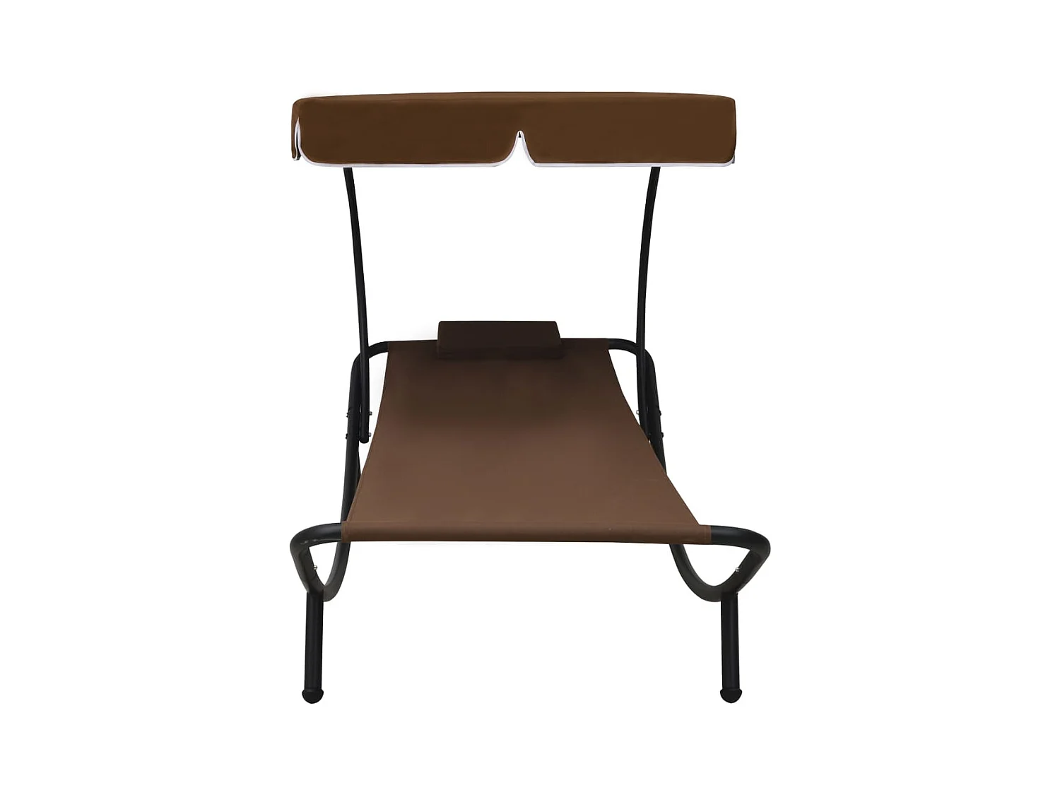 Lit de repos d'extérieur avec auvent et oreiller Marron