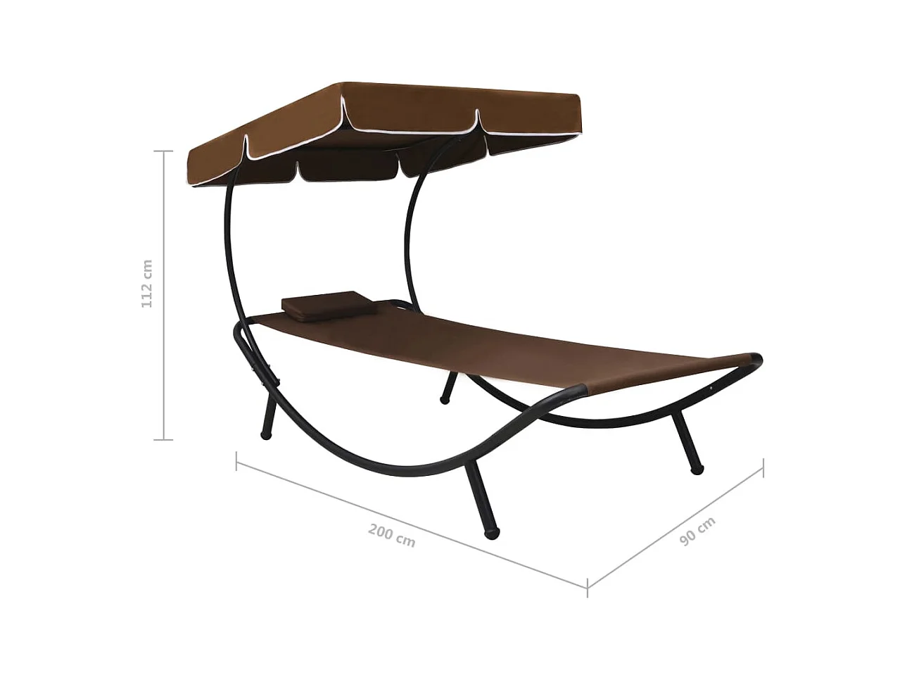 Lit de repos d'extérieur avec auvent et oreiller Marron