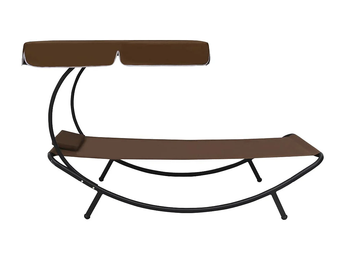 Lit de repos d'extérieur avec auvent et oreiller Marron