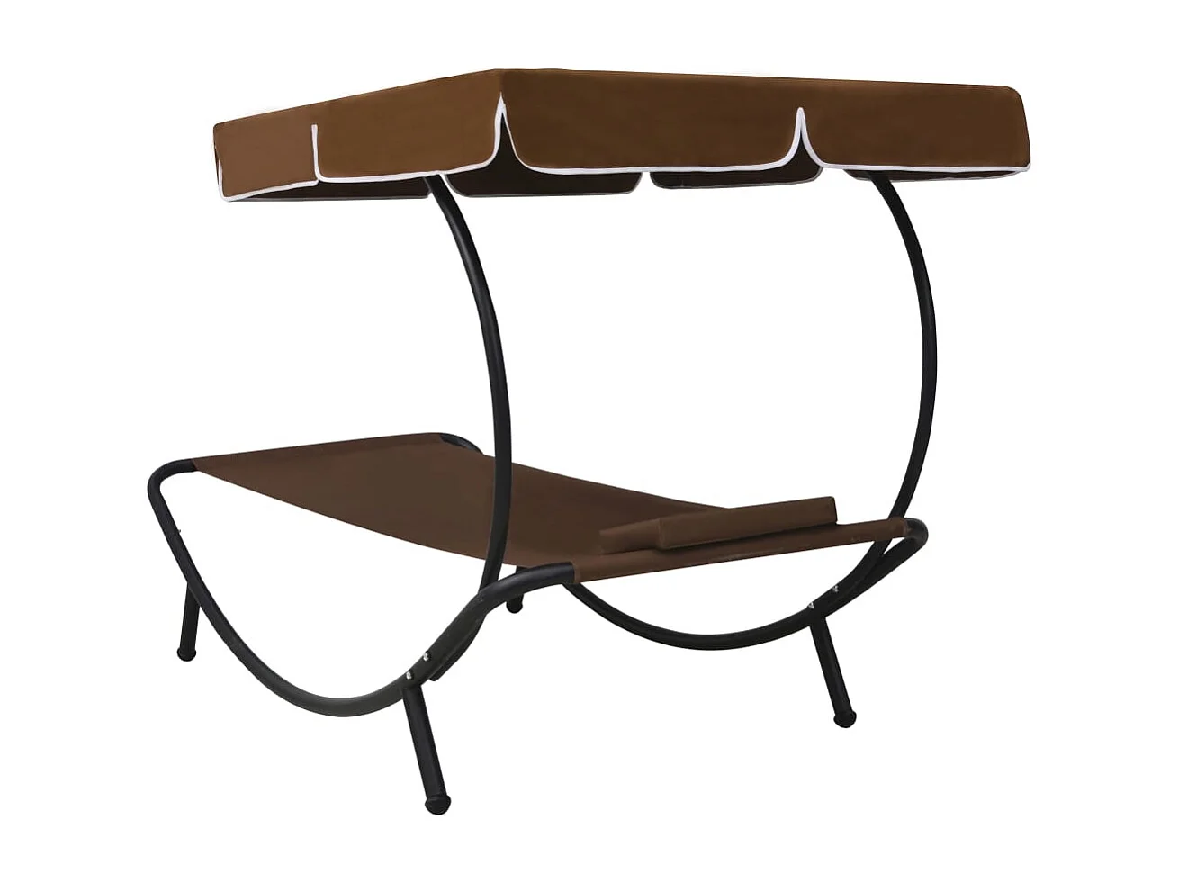 Lit de repos d'extérieur avec auvent et oreiller Marron