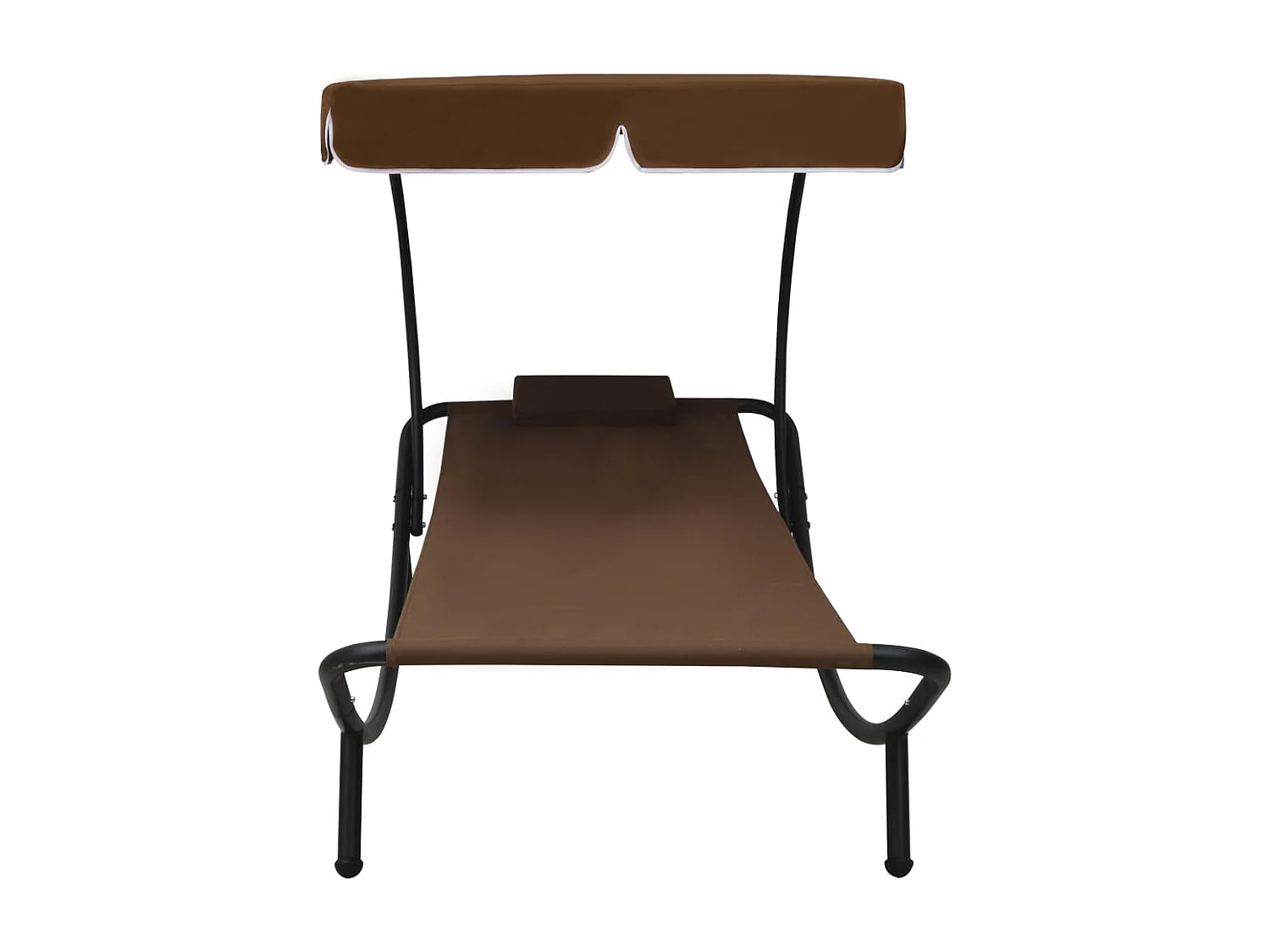 Lit de repos d'extérieur avec auvent et oreiller Marron