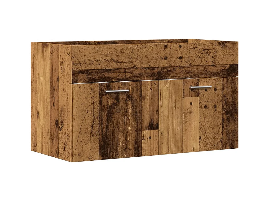 Badkamer wastafelkast oud hout bewerkt hout