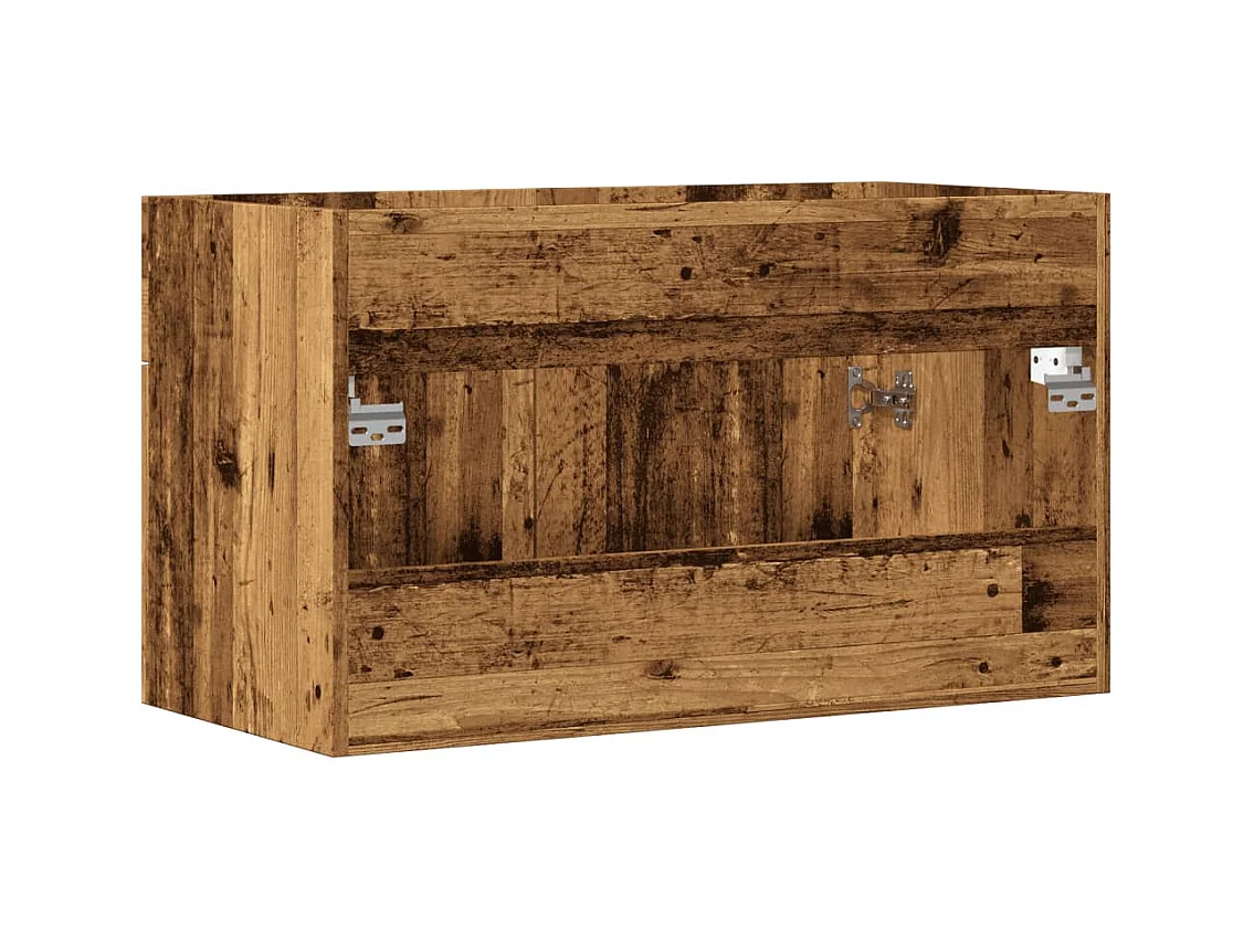 Badkamer wastafelkast oud hout bewerkt hout