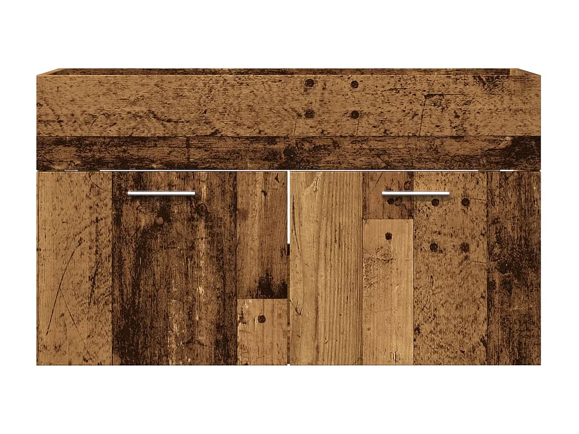 Badkamer wastafelkast oud hout bewerkt hout
