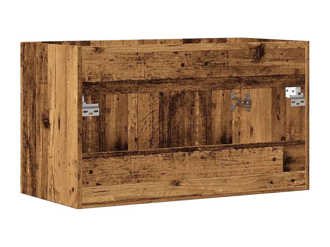 Badkamer wastafelkast oud hout bewerkt hout