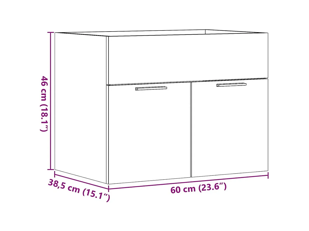 Betongrijze spoelbakkast 60x38,5x46 cm spaanplaat