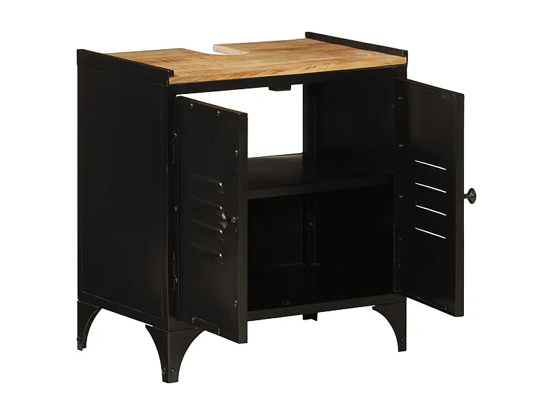 Badkamer wastafelkast van ijzer en mangohout