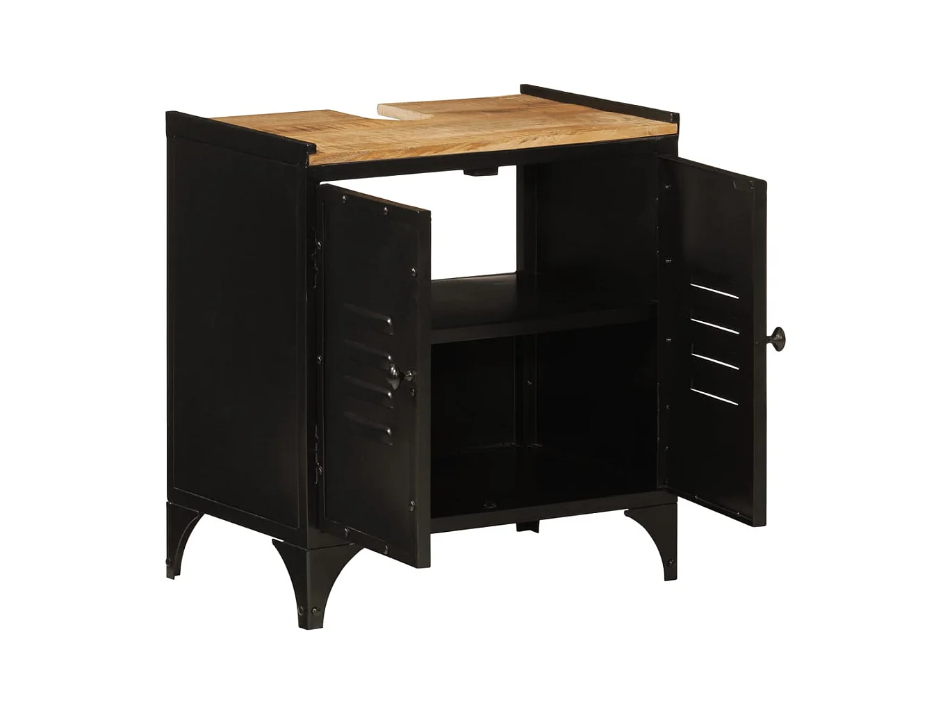 Badkamer wastafelkast van ijzer en mangohout