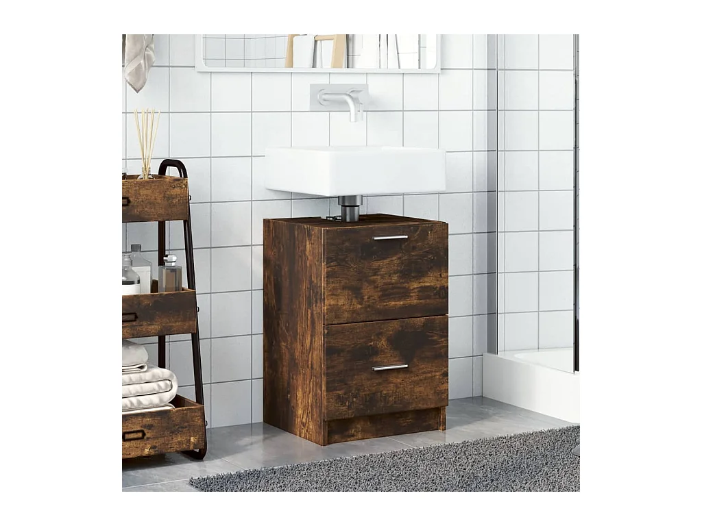 Gerookte eikenhouten spoelbakkast 40x37x59 cm bewerkt hout