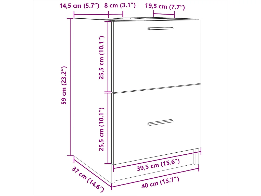 Gerookte eikenhouten spoelbakkast 40x37x59 cm bewerkt hout