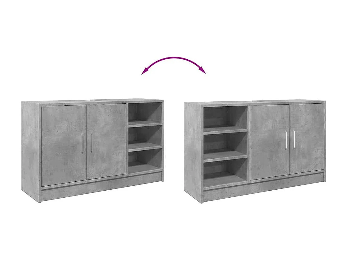 Betongrijze wastafelkast 90x29x55 cm bewerkt hout