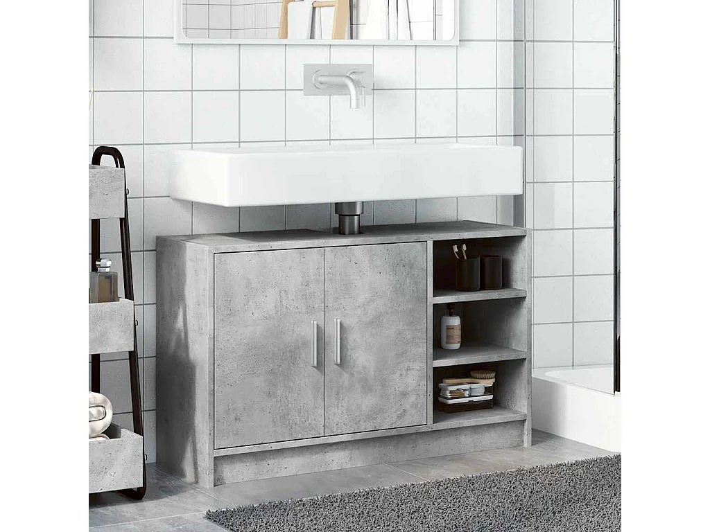 Mobile lavabo grigio cemento 90x29x55 cm in legno ingegnerizzato