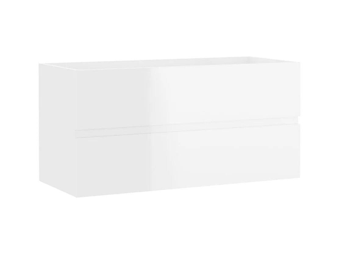 Mueble lavabo Blanco brillo 90x38,5x45 cm Madera de ingeniería