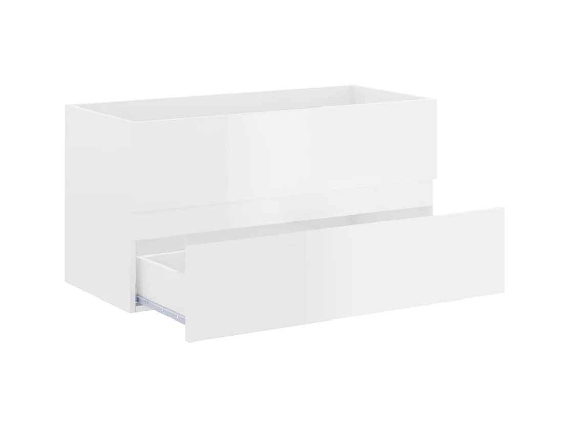 Mueble lavabo Blanco brillo 90x38,5x45 cm Madera de ingeniería