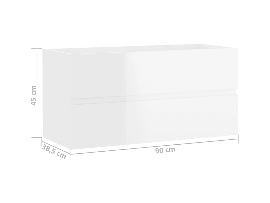 Mueble lavabo Blanco brillo 90x38,5x45 cm Madera de ingeniería
