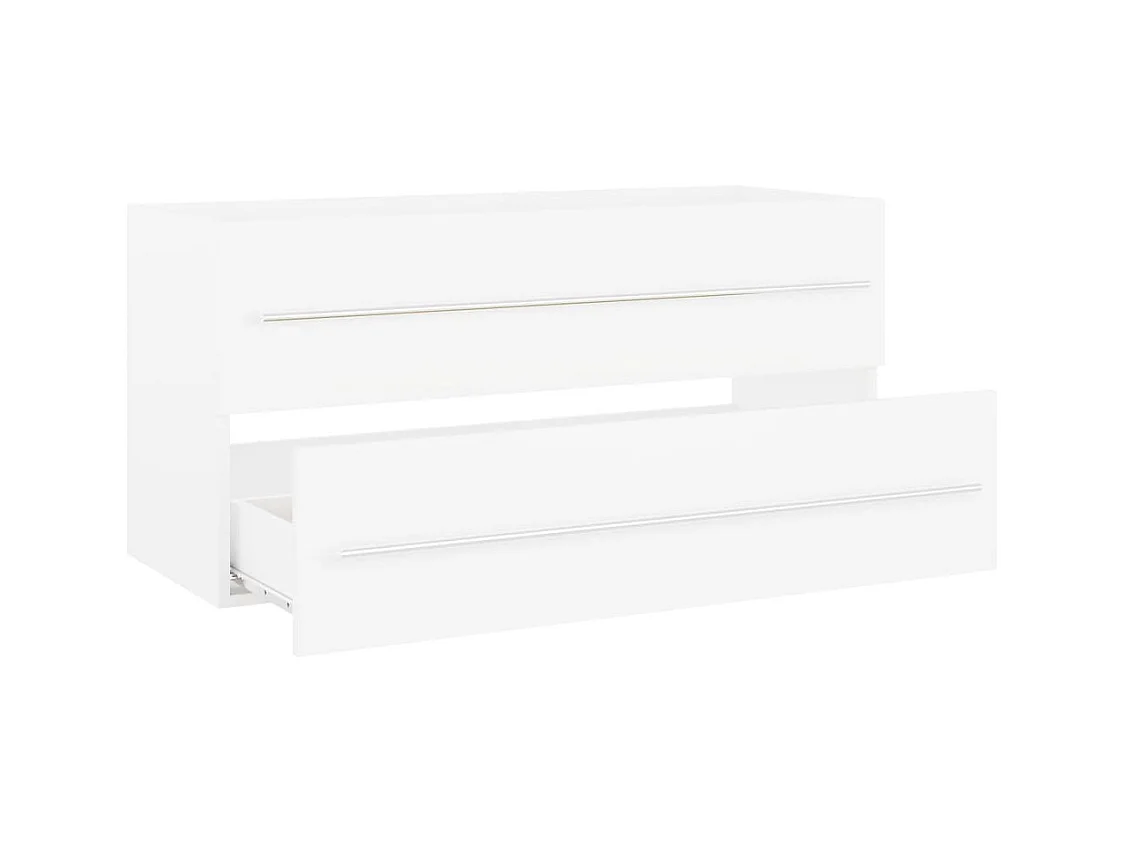 Witte spoelbakkast 100x38,5x48 cm bewerkt hout