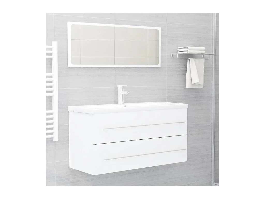 Witte spoelbakkast 100x38,5x48 cm bewerkt hout