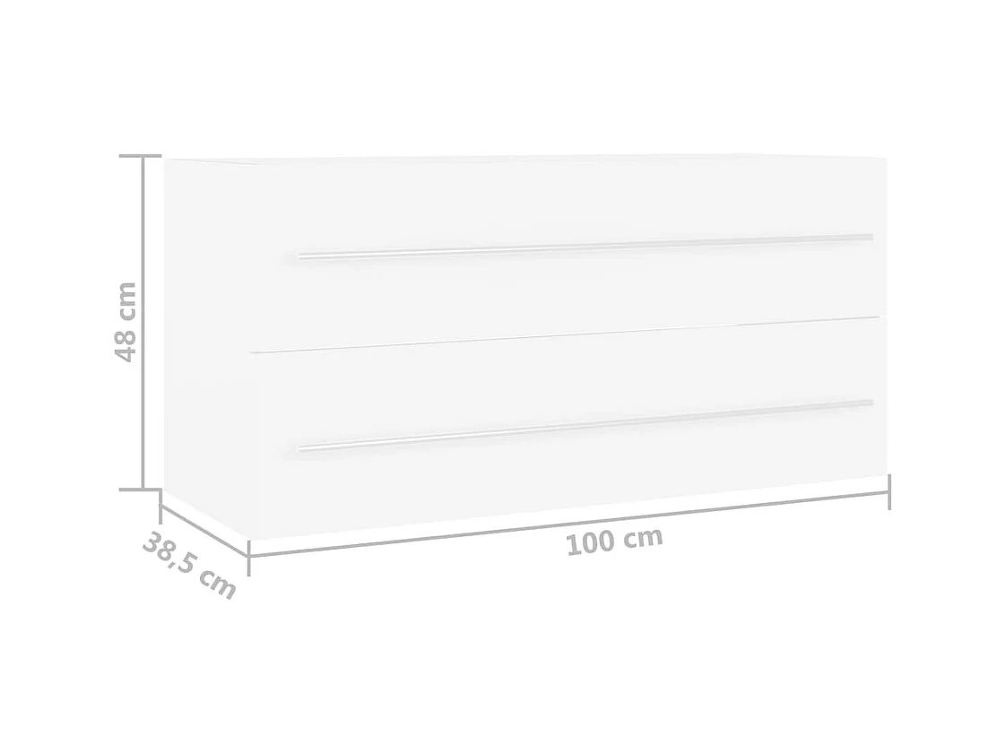 Witte spoelbakkast 100x38,5x48 cm bewerkt hout